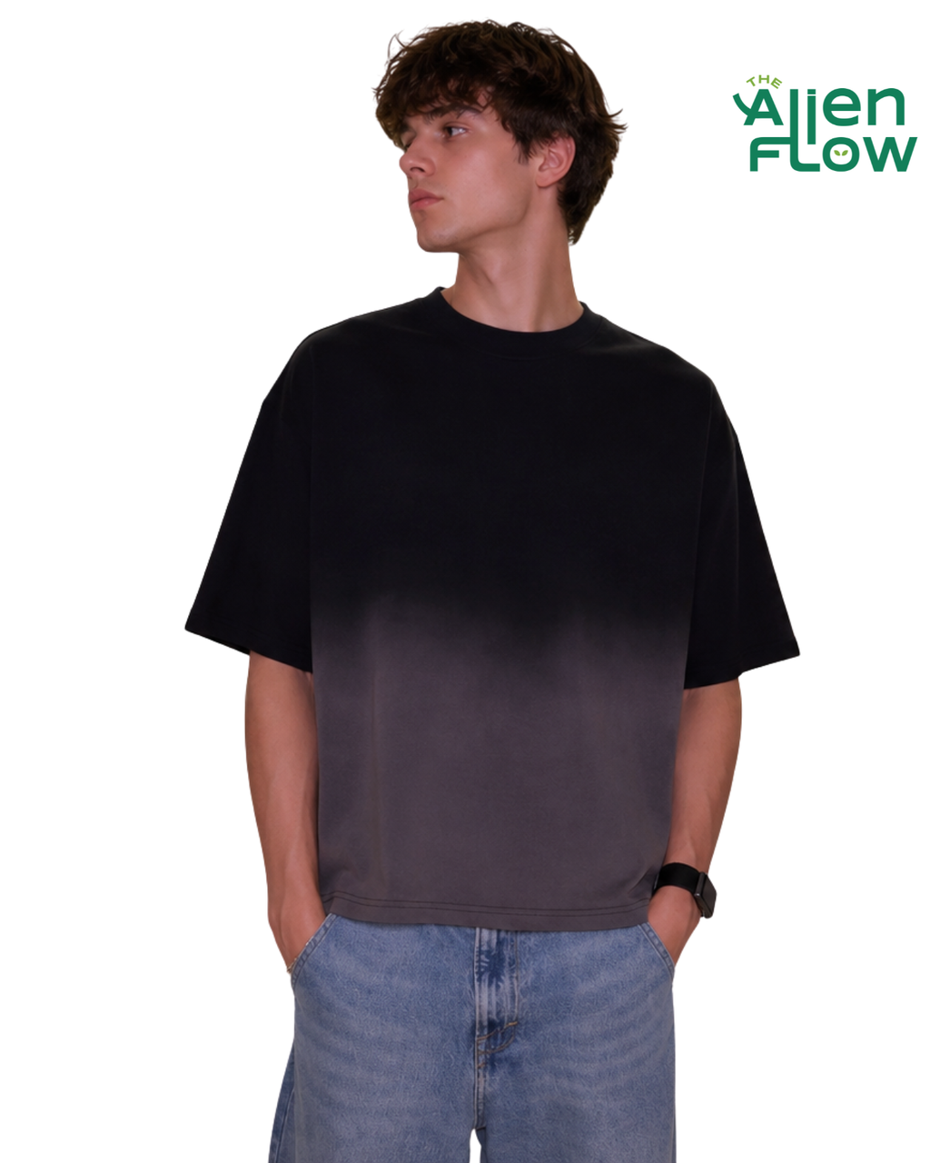 Black - Ombre wash Boxy Fit T-shirt