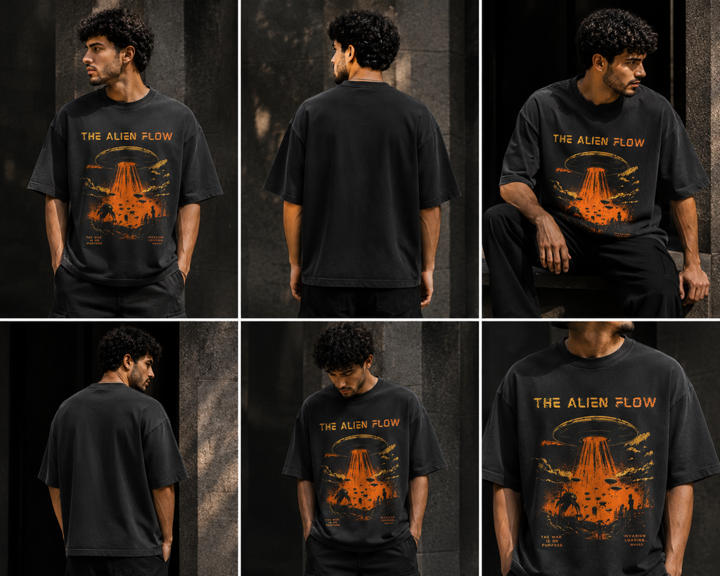 AF UFO - Black oversized tshirt
