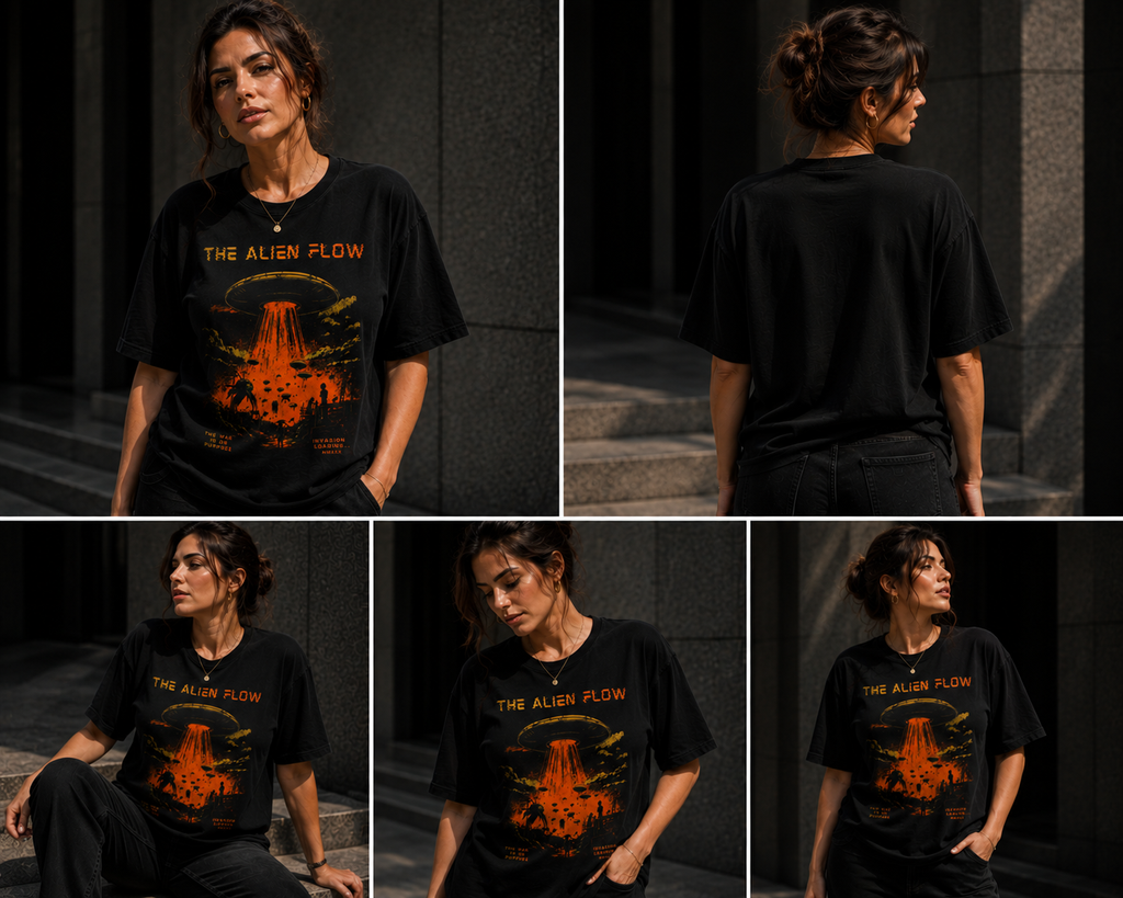AF UFO - Black oversized tshirt