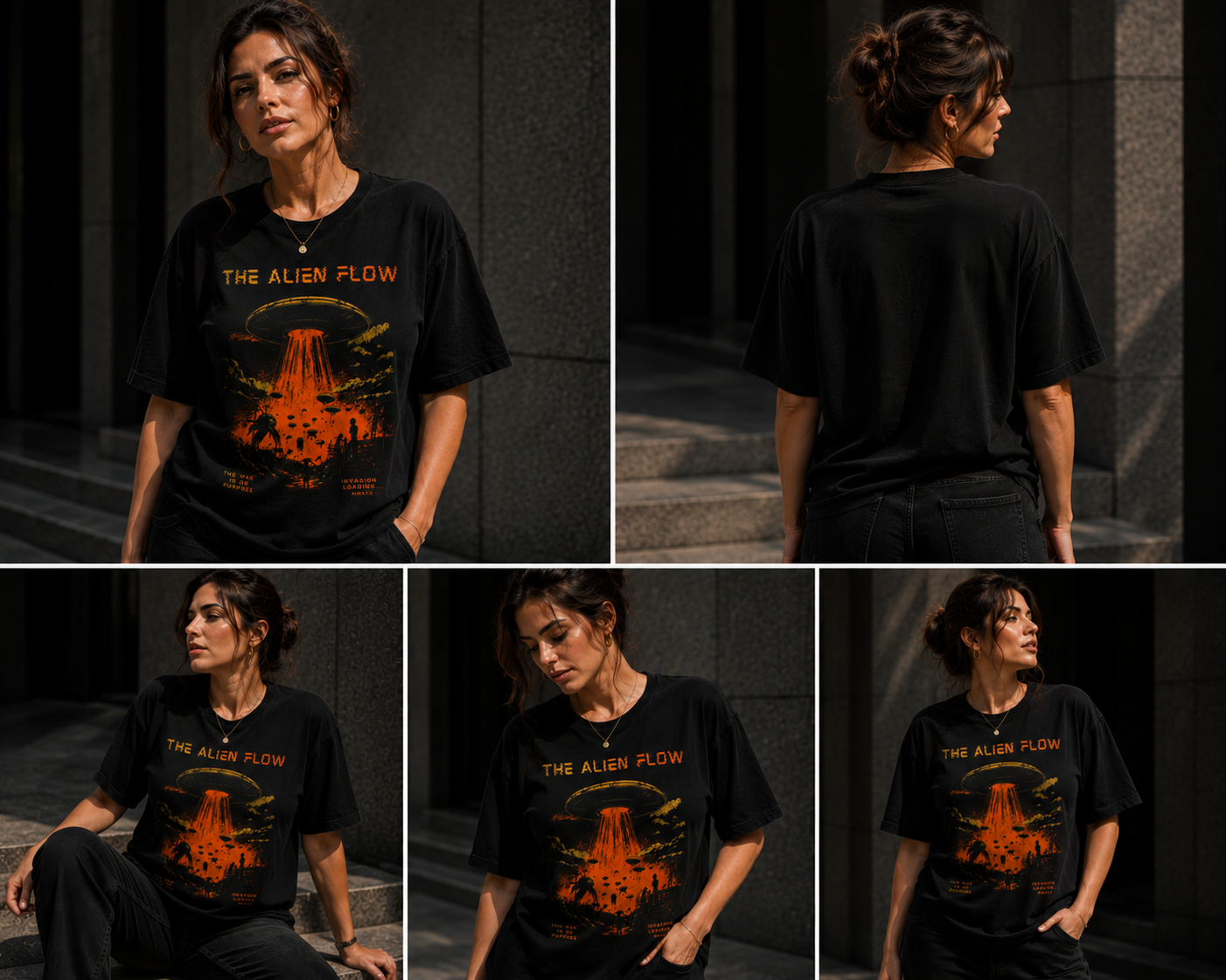 AF UFO - Black oversized tshirt