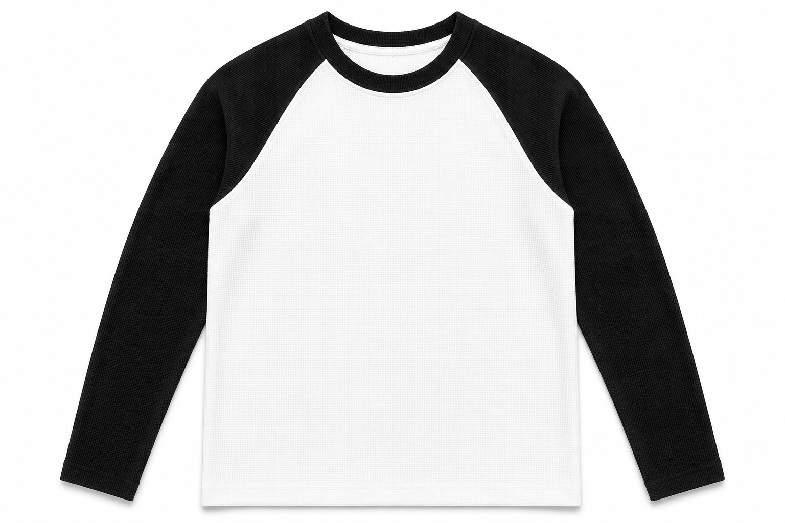 Raglan Waffleknit - Black- Full sleeve