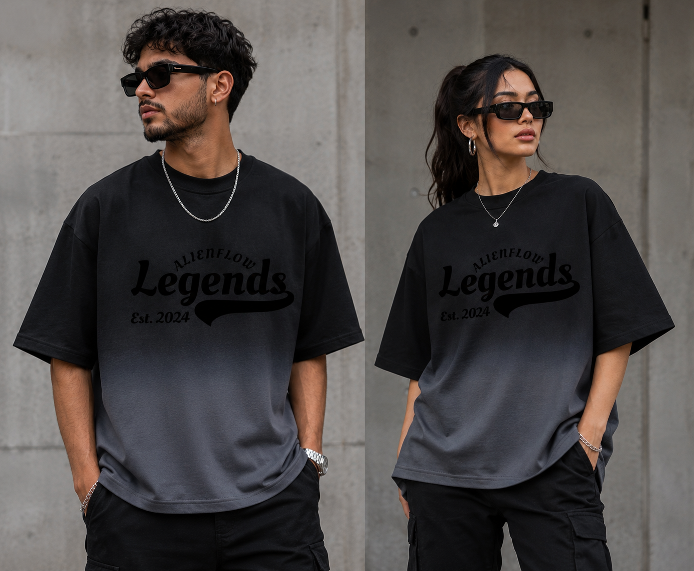 AF-Legends - Black Ombre wash oversized Tshirt