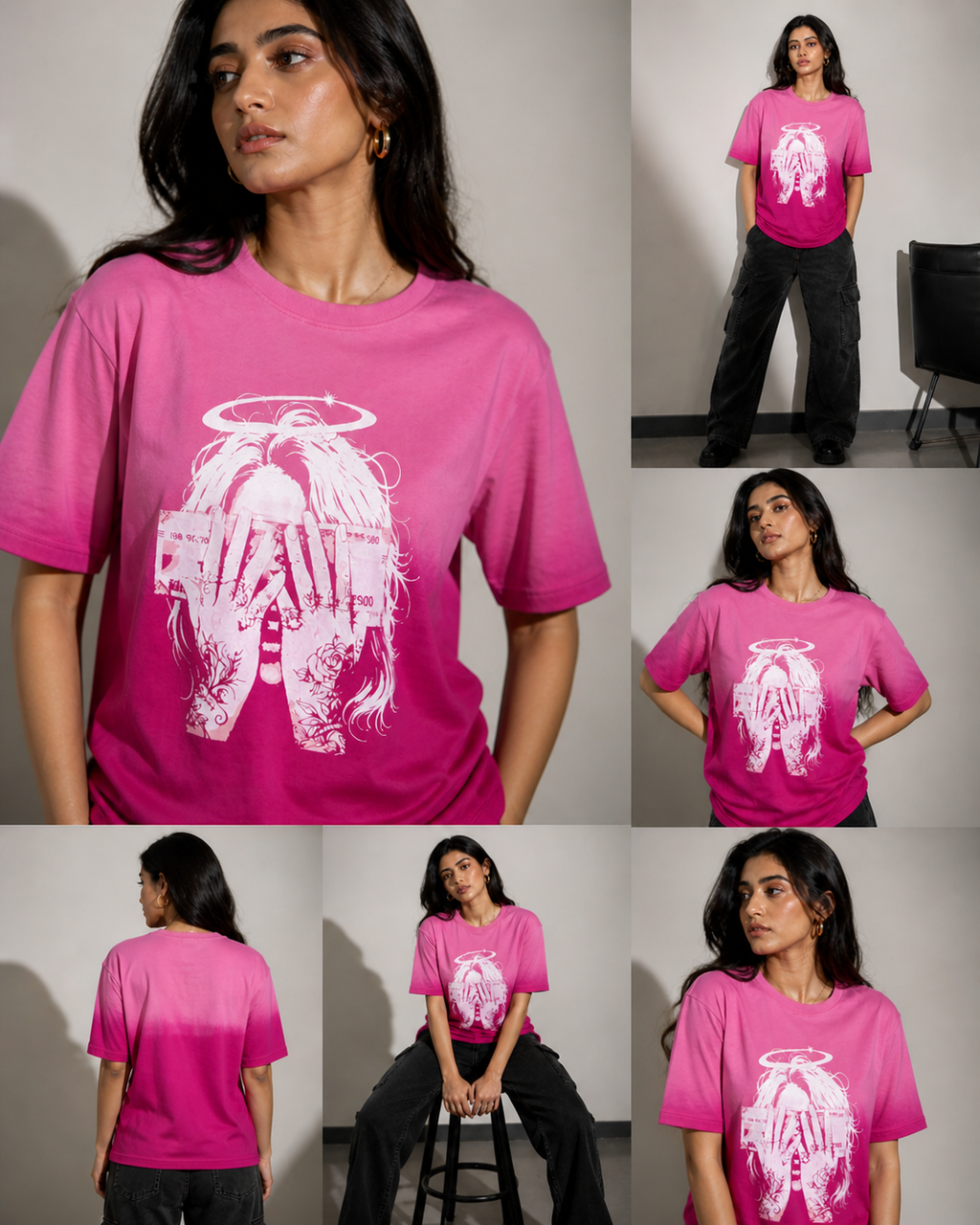 AF - Money - Pink ombre wash Boxy fit tshirt