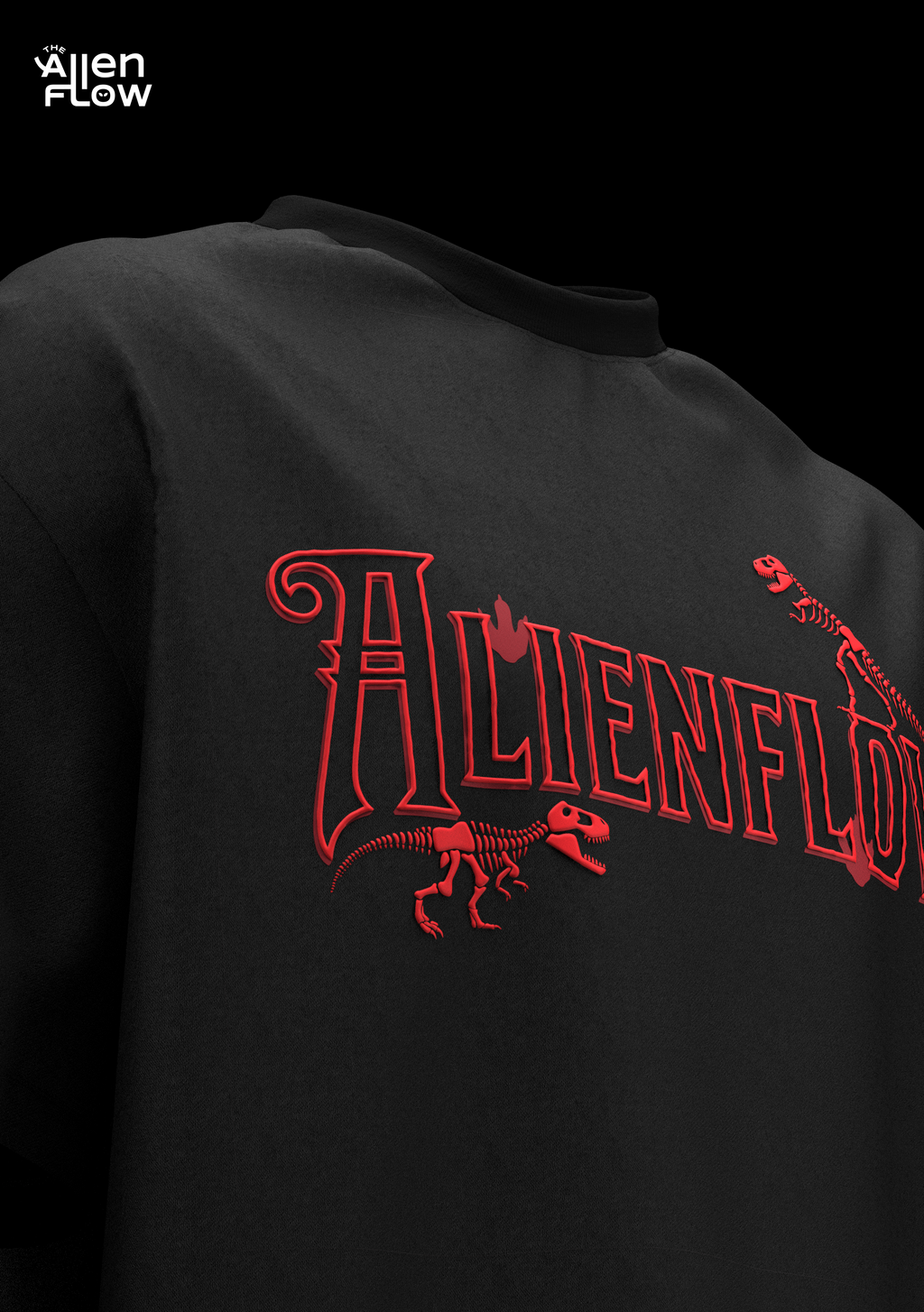 Dino 🦖 Oversized Black T-shirt (unisex)