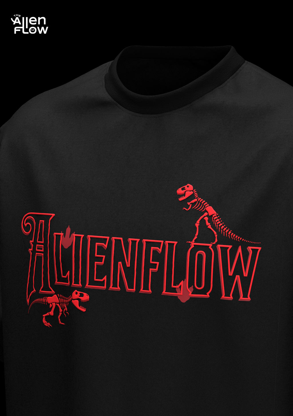 Dino 🦖 Oversized Black T-shirt (unisex)