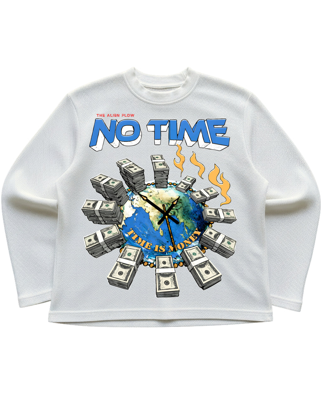 Off-white waffle knit oversized full-sleeve Front Design