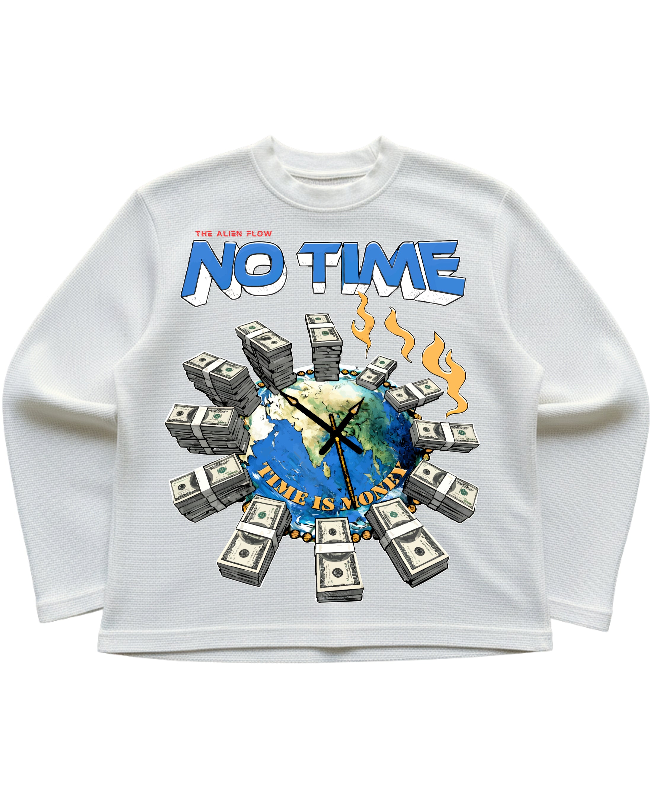 Off-white waffle knit oversized full-sleeve Front Design
