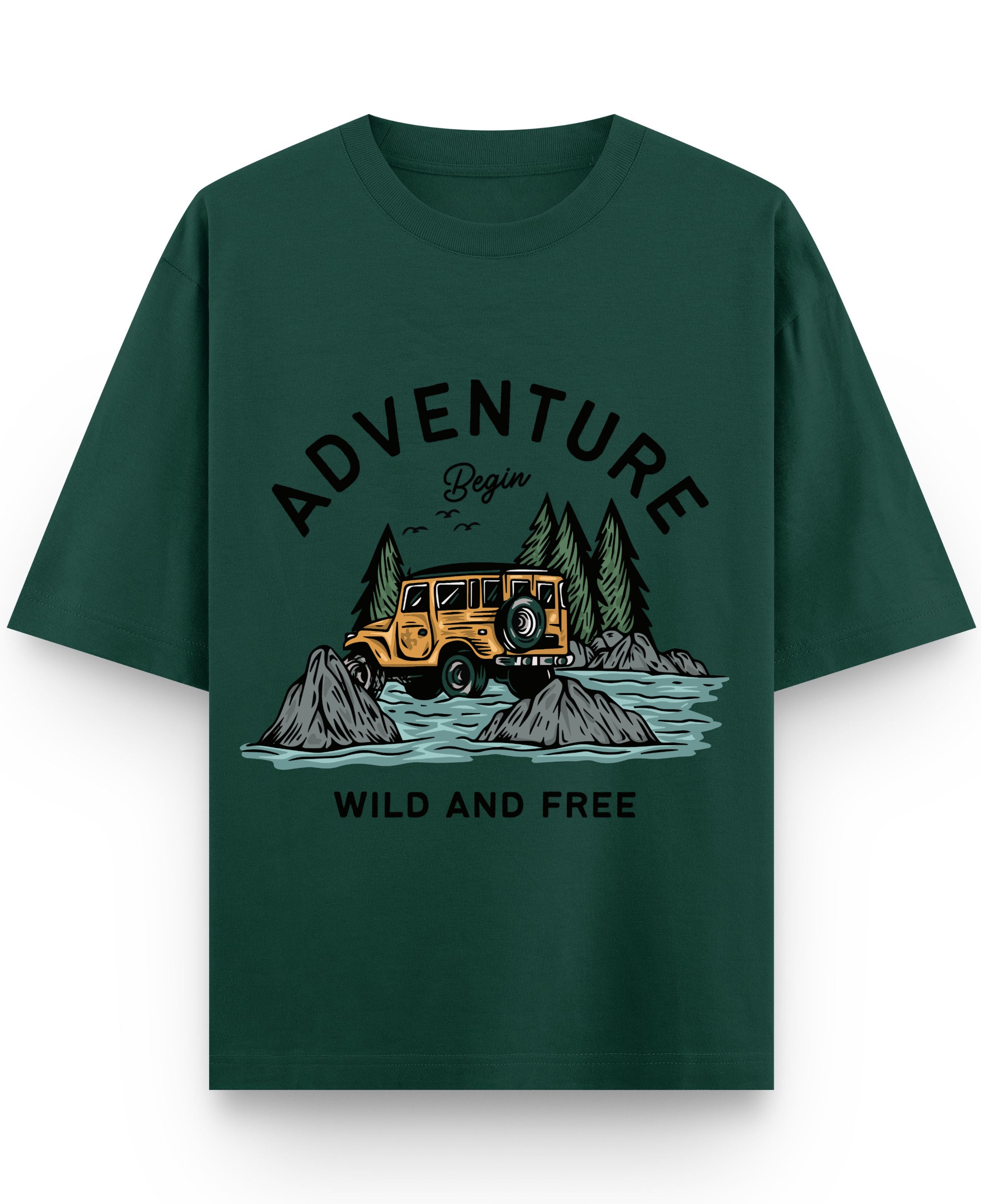 Bottle Green Oversized T-Shirt Front Design