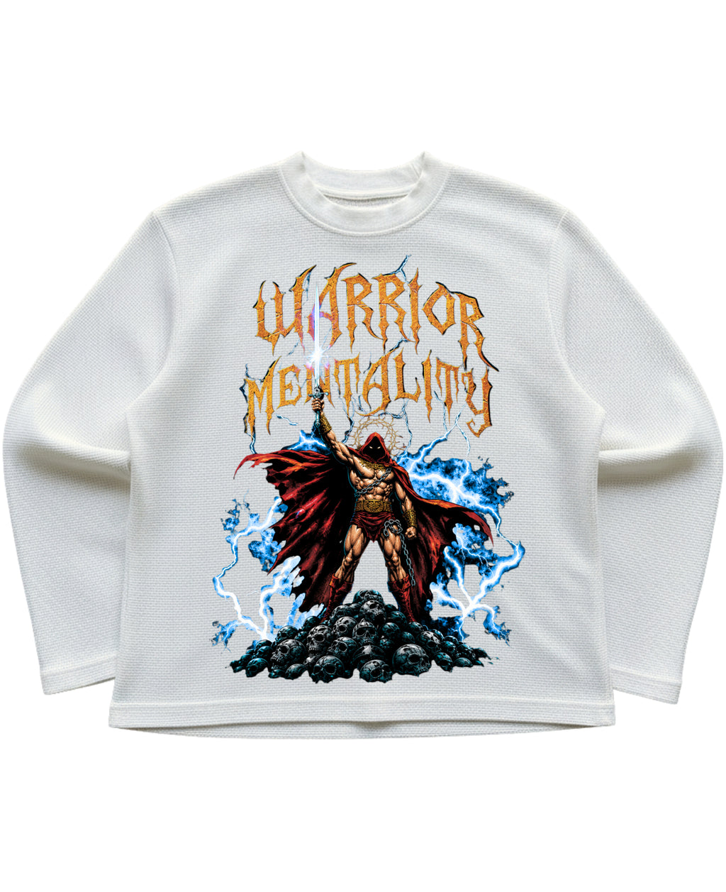 Off-white waffle knit oversized full-sleeve Front Design